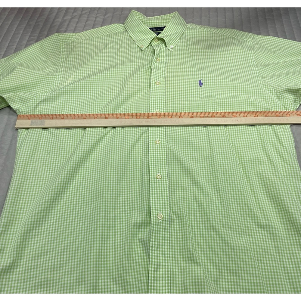 Ralph Lauren Blake Mens Green Gingham Short Sleeve Cotton Button Down Shirt Sz L - Picture 6 of 9